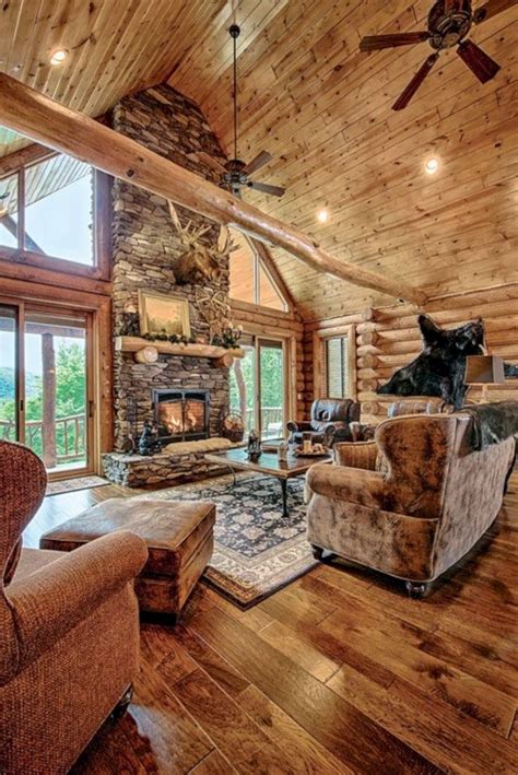 Rustic Modern Log Cabin Interior - balustradellc