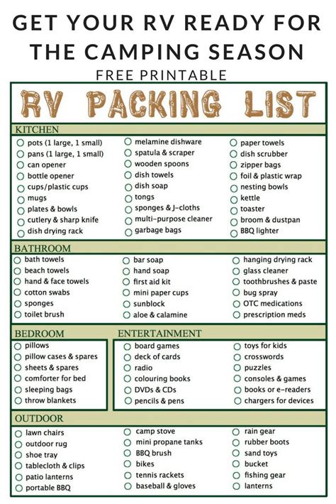 RV Camping Checklist - The Camping Family