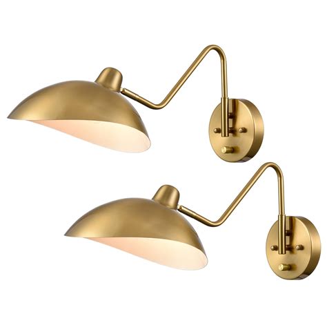 RYHNUYNE Modern Swing Arm Wall Sconce 2 Light Adjustable - balustradellc
