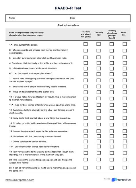 RaadsR Test Printable