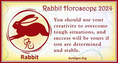 Rabbit horoscope today. October 10, 2023. You might be tempted to take a social or financial risk today. The rewards could be big, but they aren't guaranteed. Now is not the time for risky moves. Find out more about your horoscope. Speak to a live expert for a 1-on-1 analysis. Try it now — get your first reading for just $1.99! 