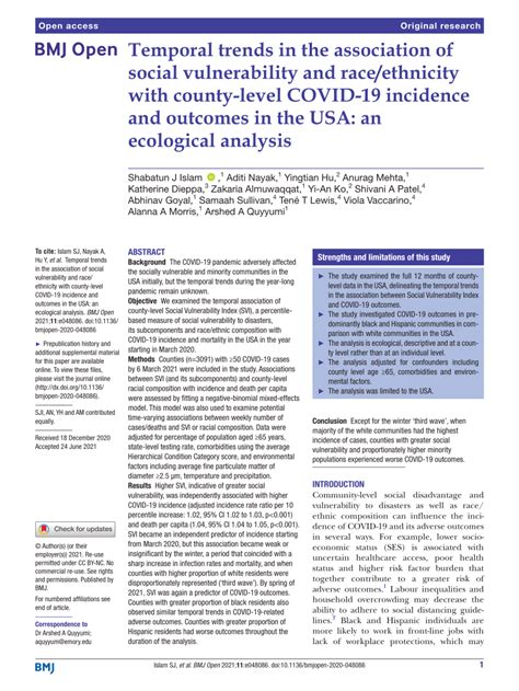 Race/Ethnicity and County-Level Social Vulnerability Impact Hospice ...