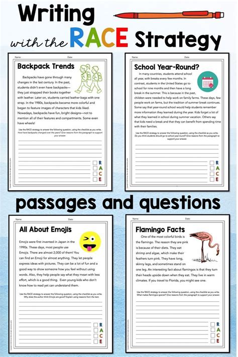 Race Strategy Practice Worksheets
