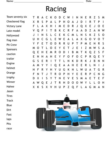 Racing Word Search WordMint