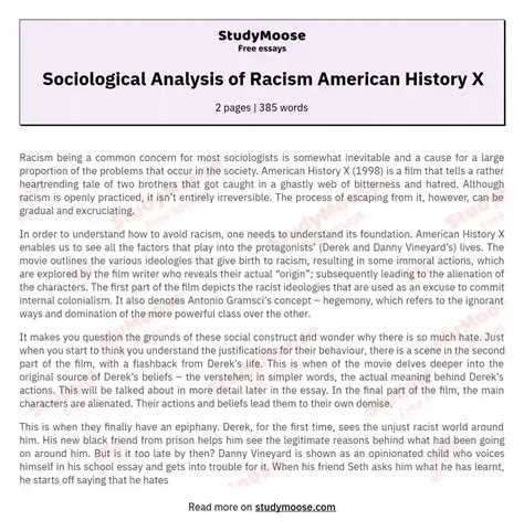 Racism And American History X Analysis Film Studies Essay