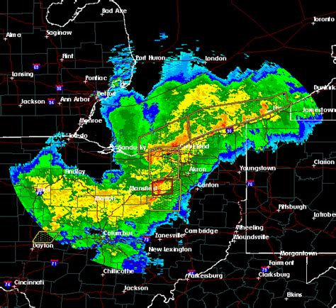 Akron Beacon Journal. In may be January, but a severe thunderstorm warning has been issued for northern Ohio. At around 6:37 p.m., a line of severe thunderstorms was reported moving at 45 mph eastward across the state from a line north of Avon Lake near Strongsville to near Wooster. Gusts of around 60 mph were reported.. 