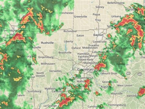 Radar weather cincinnati. Cincinnati OH. 39.1°N 84.53°W (Elev. 518 ft) Last Update: 9:00 pm EDT Oct 12, 2023. Forecast Valid: 9pm EDT Oct 12, 2023-6pm EDT Oct 19, 2023. Forecast Discussion. 