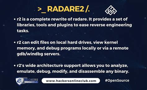 Radare2 UnixLike Reverse Engineering Framework And Commandline Tools