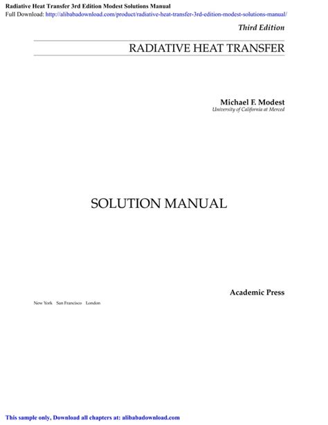 Radiative heat transfer solution manual modest. - Młodość, miłość ... i co dalej.