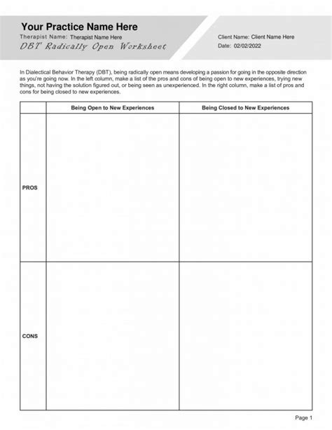 Radically Open Dbt Worksheets