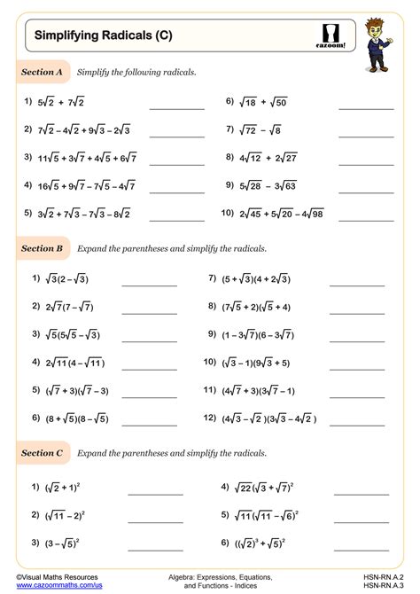 Radicals Worksheet Answers