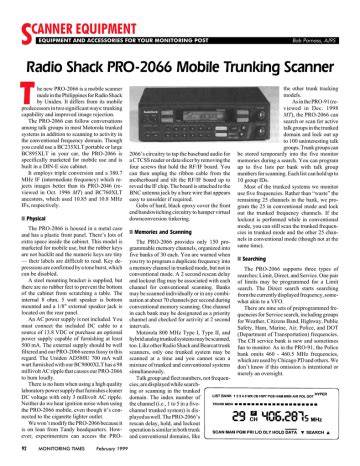 Radio shack pro 2066 scanner handbuch. - Mark levinson no 390s original owner operating manual.