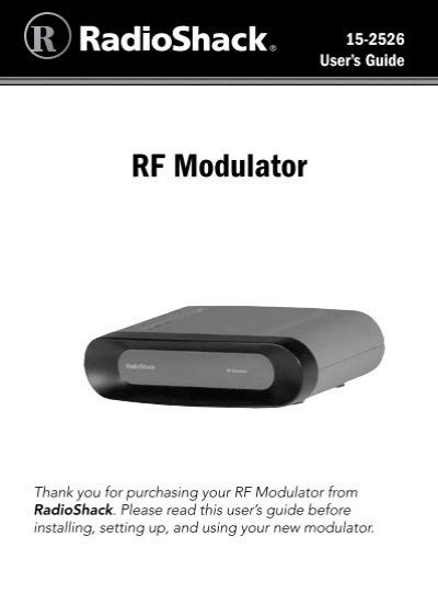 Radio shack rf modulator user guide. - Voip service provider regulatory compliance guide.