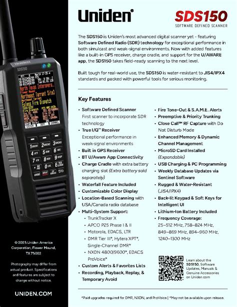 Radioreference com database scanner frequencies.  The new SDS150 includes the entir...
