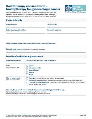 Radiotherapy consent form – gynaecologic cancer