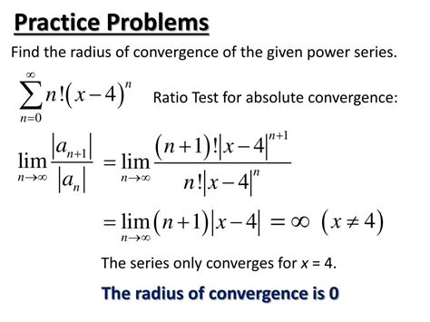 Radius of convergence. Jan 7, 2011 ... Ratio Test -- Radius of Convergence Instructor: Christine Breiner View the complete course: http://ocw.mit.edu/18-01SCF10 License: Creative ... 