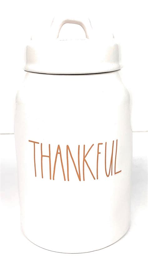 Rae dunn thankful canister. Check out our rae dunn thankful selection for the very best in unique or custom, handmade pieces from our personalized gifts shops. Etsy. Search for items or shops ... Rae Dunn m Pink Peeps Large Ceramic Canister Jar (132) Sale … 