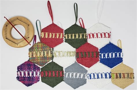 Raffia Danish Medallions Ornaments - Hexagon Pin Loom Weaving