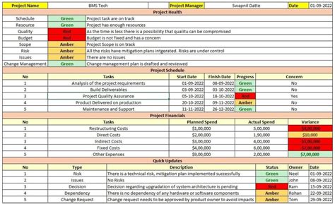 Rag Status Template Excel Download Project Status Report Project Management Templates Status
