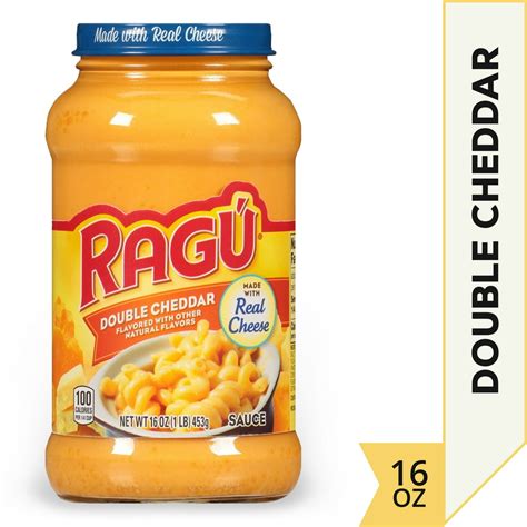 Ragu cheese sauce. Ragú Double Cheddar Cheese Sauce brings cheesy goodness to your favorite recipes. Made with real cheese including Cheddar, Parmesan and Romano Cheese, ... 