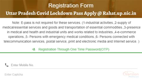 Rahat.up.nic.in E Pass Apply Online - Version Weekly