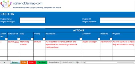 Raid Log Excel Template Free
