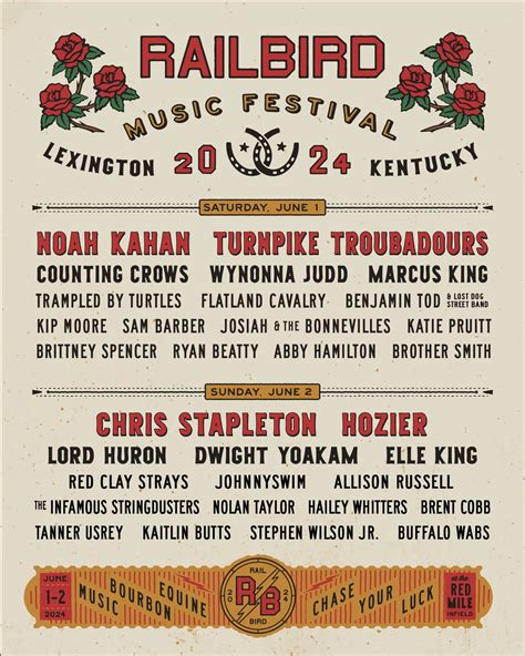 Railbird festival. Cattle Country Music Festival – April 12-14, 2024, Gonzales, TX – Eric Church, Whiskey Myers and Koe Wetzel are among the performers for this Texas fest, … 