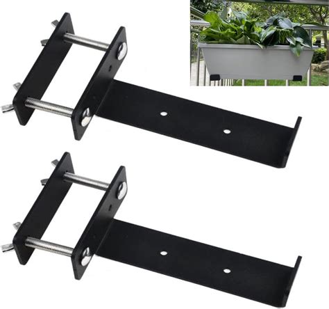 Railing planter bracket. Panacea Balcony Planter Bracket fits railings up to 3 3/4\" wide and can be used for planters up to 36\" (91.5 cm) long,Resists fading due to sun,Rust resistant,Made of a durable metal construction,Colour: Black,Bracket ... DCN Harmony Self Watering Plastic Rectangular Rail Window Box Planter, 27-in, Black. 4.1 (39) 4.1 out of 5 stars. 39 ... 