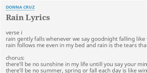 Rain lyrics by Donna Cruz - original song full text. Official Rain ...