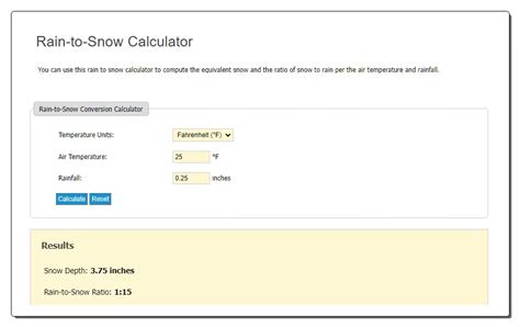 Rain to Snow Calculator Good Calculators