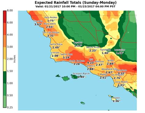 Rainfall Storm Total Doppler Radar for Oxnard CA, pr