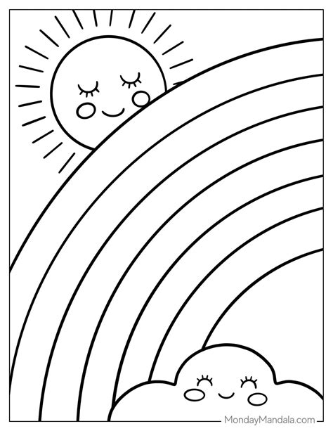 Rainbow Coloring Page For Preschool 350+ SVG File for DIY Machine