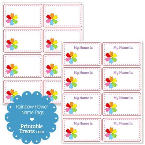 Rainbow Flower Name Tags Printable Treats Com