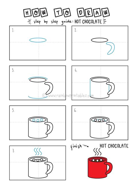 Rainbow Printables - How To Draw a Mug of Hot Chocolate With ...