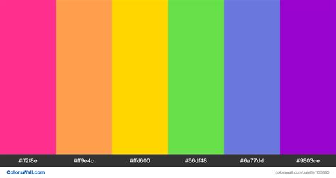 Rainbow palette. Pastel Red PMS: 2345 C Hex Color: #FF6D6A; RGB: (255,109,106) CMYK: (0,67,52,0) 
