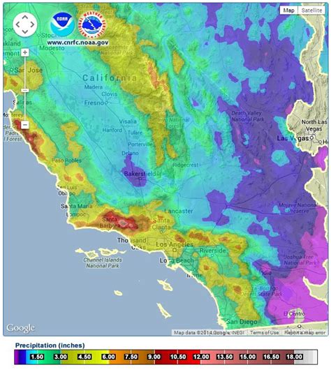 Among the impressive 48-hour rainfall totals was Mount San Jacinto in Riverside County, which recorded 11.74 inches. ... Forecasters warned of dangerous flash floods across Los Angeles and Ventura .... 