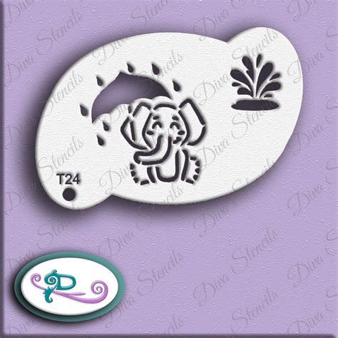 Rainy Day Elephant Diva Stencil - The Paint and Party Place