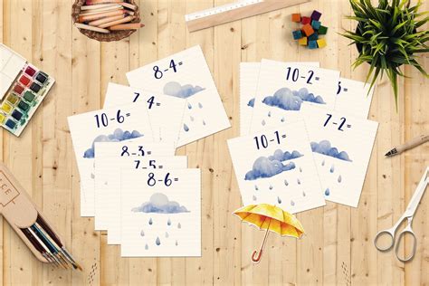 Rainy Day Numbers Math Game Subtraction Game Numbers Etsy