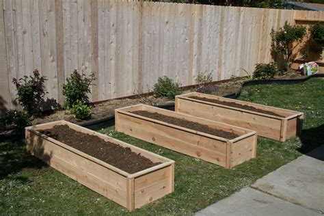 Raised cedar garden bed. Use cedar “2 x” boards for the sides. These are commonly 2″ x 6″, but you can use 2″ x 4″ or 2″ x 8″ boards if this is what you have available. (2″ boards bought at a lumber yard are actually 1.5″ thick..) For the corner posts, use 4″ x 4″ s, cut to 10″ longer than the desired height of the bed. 