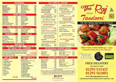 Raj Tandoori Menu