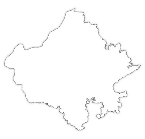 Rajasthan political map blank.  Options : colored, black-white, 3D shadow e...