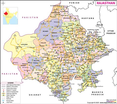 Rajasthan political map fill.  Rajasthan map.  Perfect for infographics or websi...