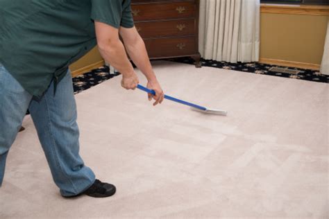 Raking Carpet After Cleaning Stock Photo - Download Image Now