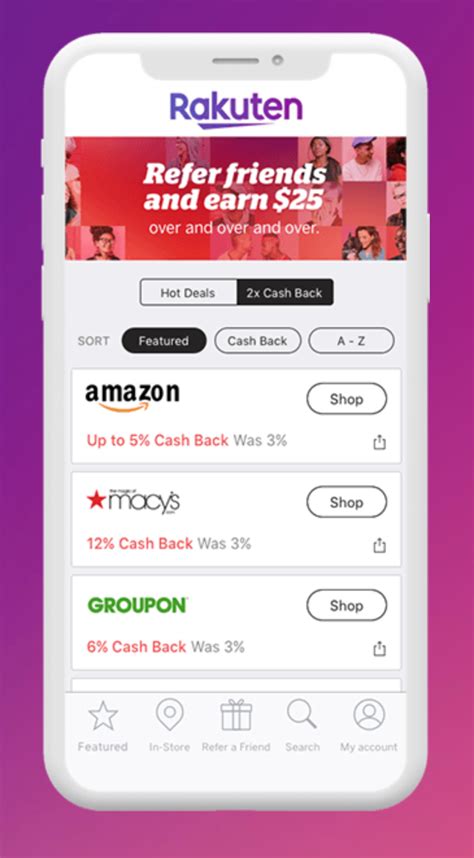 Rakuten app. Rakuten will send you an email or Rakuten App notification when we learn of your in-store purchase, typically within 24 hours. Cash Back earned from In-Store Cash Back offers will be added to your Cash Back Balance in My Account, … 