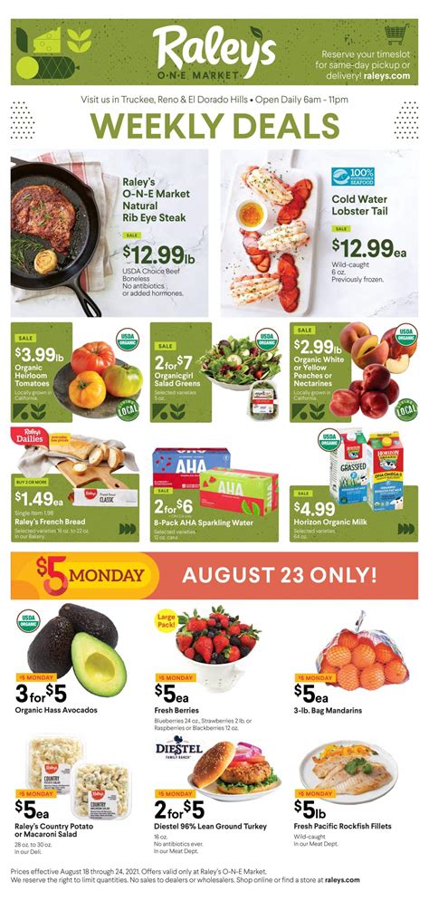 Raley's weekly print ad. Health. Get free 1-on-1 access to our virtual registered dietitian, nutrition coaching, plus cook-alongs and more. 