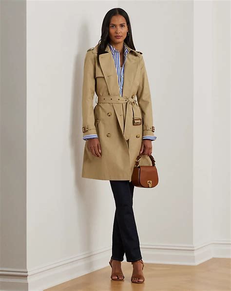 Ralph lauren trench coat.  Features front zip and snap Free shipping on orders...