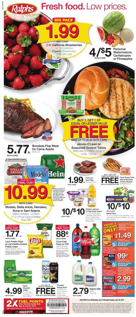 Ralphs flyer. Ralphs updates its weekly sales ad with lots of fantastic deals on a wide range of high-quality groceries and produce, including fresh fruits & vegetables, household items, pet products, personal care & beauty products, health products, foods, and deli and lots more. The latest Ralphs weekly ad would last from 05/08/2024, and you can find it … 
