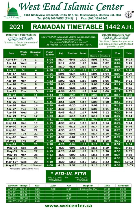 Ramadan Calendar Minneapolis