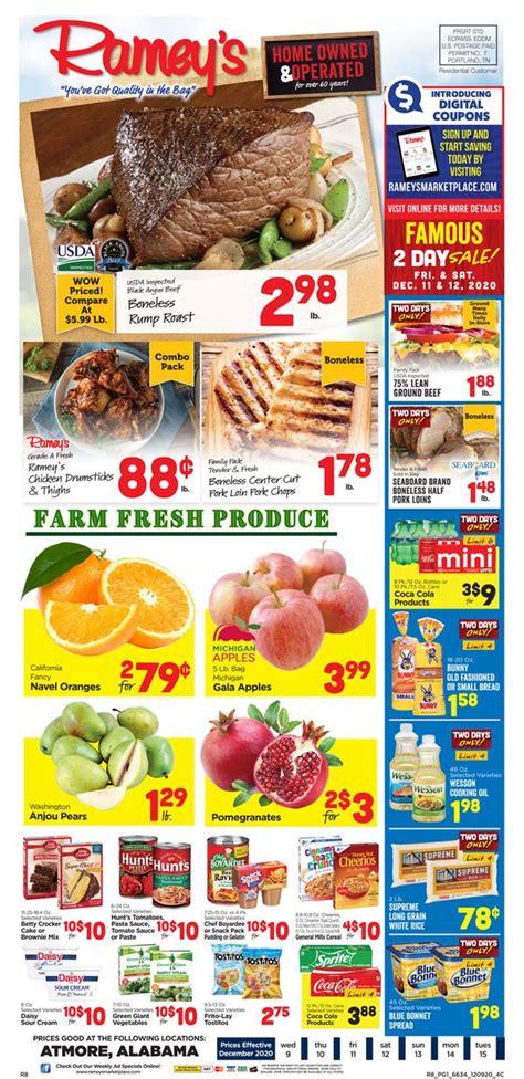 Ramey's grocery store weekly ad. Weekly Ads. Full Ad; Two Day Sale; Rewards. Jubilee’s Rewards Program; Ramey’s Rewards Program; Baker’s Secret Bakeware ; App; Departments. Bakery & Deli. … 