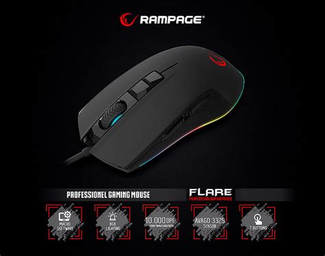 Rampage SMX-R51 FLARE Makrolu 10000 DPI RGB.